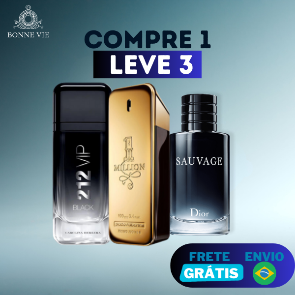 COMPRE 1 LEVE 3 -  Perfumes Importados - 1 Million + Sauvage Dior e 212 VIP Black (100ml cada)